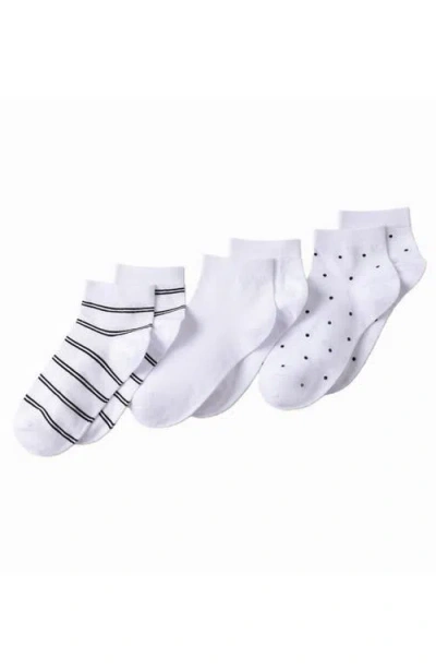 Lands' End 3-pack Cotton Stripe And Dot Quarter Socks In White