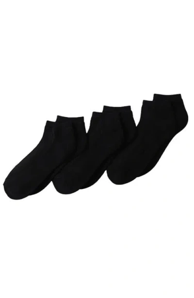 Lands' End 3-pack Soft Viscose Half Cushion Quarter Socks In Black