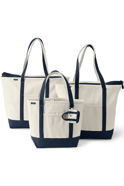 Lands' End 4 Pack Canvas Pocket Tote Bundle In Ivory