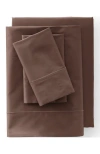 Lands' End 400 Thread Count Premium Supima Cotton No Iron Sateen Bed Sheet Set In Brown