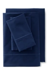 Lands' End 400 Thread Count Premium Supima Cotton No Iron Sateen Bed Sheet Set In Deep Sea Navy