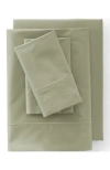 Lands' End 400 Thread Count Premium Supima Cotton No Iron Sateen Bed Sheet Set In Green