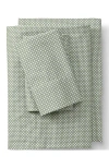 Lands' End 400 Thread Count Premium Supima Cotton No Iron Sateen Bed Sheet Set In Ivory/stone Green Geo Stripe