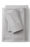 Lands' End 400 Thread Count Premium Supima Cotton No Iron Sateen Bed Sheet Set In Ivory/ultimate Gray Geo Stripe