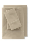 Lands' End 400 Thread Count Premium Supima Cotton No Iron Sateen Bed Sheet Set In Light Tan