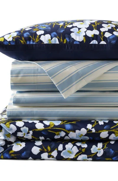 Lands' End 400 Thread Count Premium Supima Cotton No Iron Sateen Duvet Bed Cover In Blue