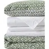Lands' End 400 Thread Count Premium Supima Cotton No Iron Sateen Duvet Bed Cover In Stone Green Wood Block Floral