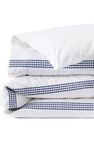 Lands' End 400 Thread Count Premium Supima Cotton No Iron Sateen Embroidered Duvet Bed Cover In Blue