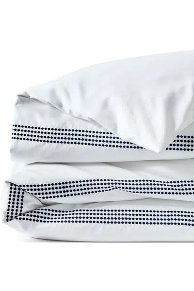 Lands' End 400 Thread Count Premium Supima Cotton No Iron Sateen Embroidered Duvet Bed Cover In White