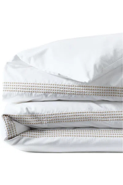 Lands' End 400 Thread Count Premium Supima Cotton No Iron Sateen Embroidered Duvet Bed Cover In White