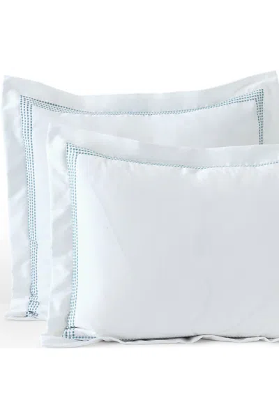 Lands' End 400 Thread Count Premium Supima Cotton No Iron Sateen Embroidered Pillow Sham In White
