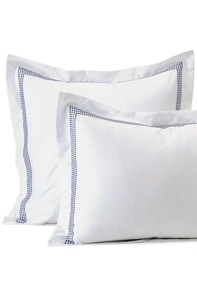 Lands' End 400 Thread Count Premium Supima Cotton No Iron Sateen Embroidered Pillow Sham In Blue