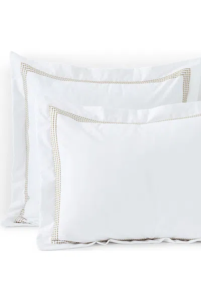 Lands' End 400 Thread Count Premium Supima Cotton No Iron Sateen Embroidered Pillow Sham In White