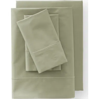 Lands' End 400 Thread Count Premium Supima Cotton No Iron Sateen Flat Bed Sheet In Green