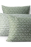Lands' End 400 Thread Count Premium Supima Cotton No Iron Sateen Pillow Sham In Stone Green Wood Block Floral