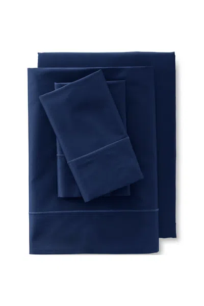Lands' End 400 Thread Count Premium Supima Cotton Sateen Bed Sheet Set In Blue