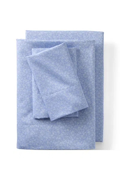 Lands' End 400 Thread Count Premium Supima Cotton Sateen Bed Sheet Set In Blue