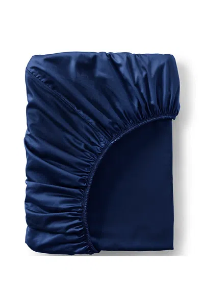 Lands' End 400 Thread Count Premium Supima Cotton Sateen Fitted Bed Sheet In Blue