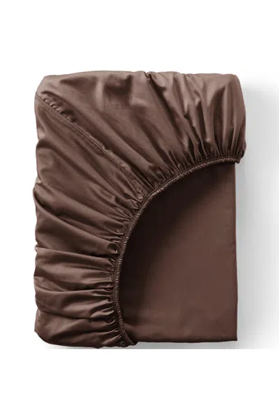 Lands' End 400 Thread Count Premium Supima Cotton Sateen Fitted Bed Sheet In Brown