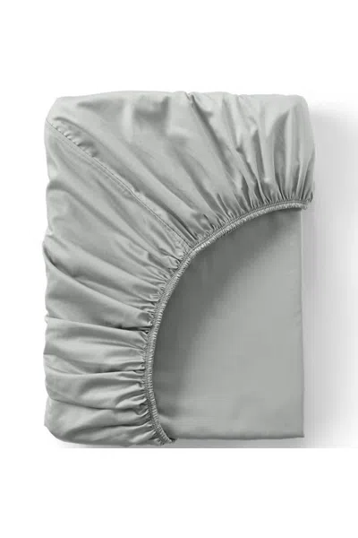 Lands' End 400 Thread Count Premium Supima Cotton Sateen Fitted Bed Sheet In Gray
