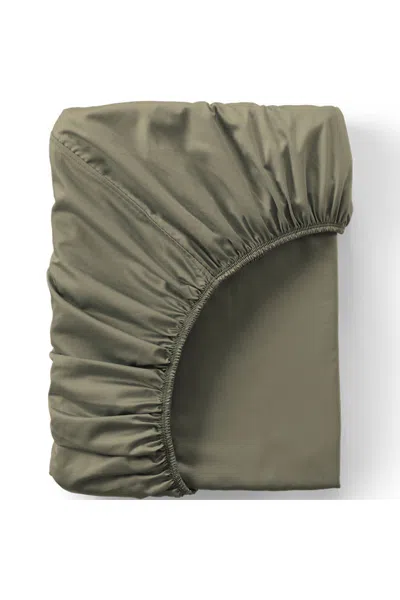 Lands' End 400 Thread Count Premium Supima Cotton Sateen Fitted Bed Sheet In Green