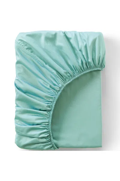 Lands' End 400 Thread Count Premium Supima Cotton Sateen Fitted Bed Sheet In Blue