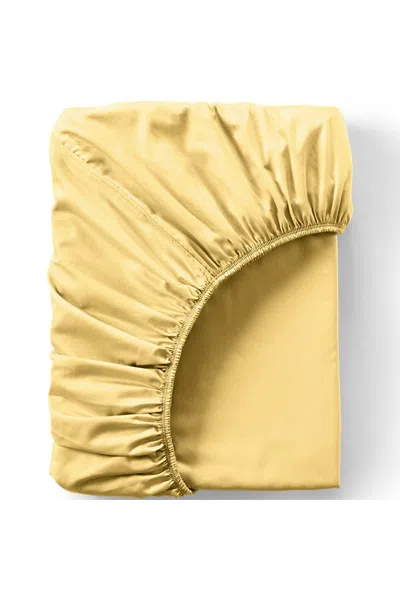Lands' End 400 Thread Count Premium Supima Cotton Sateen Fitted Bed Sheet In Yellow