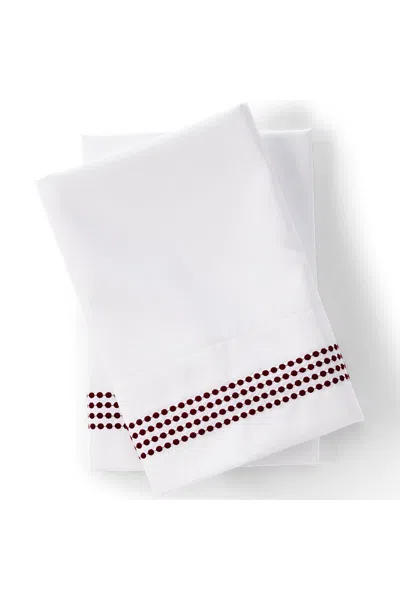 Lands' End 400 Thread Count Sateen Embroidered Pillowcases In Red