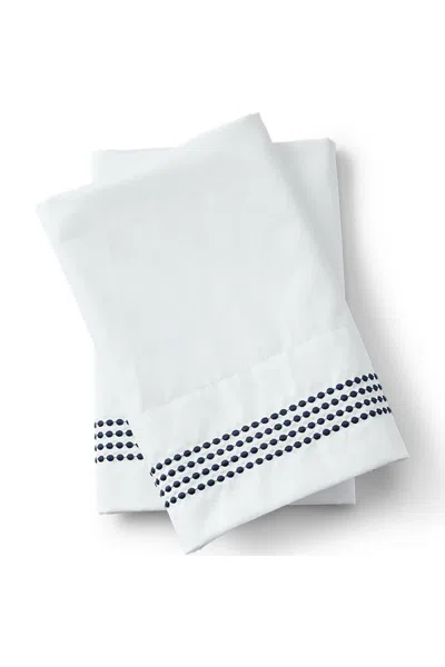 Lands' End 400 Thread Count Sateen Embroidered Pillowcases In White