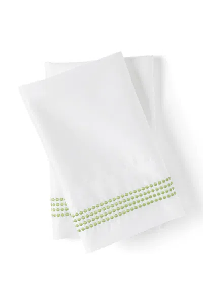 Lands' End 400 Thread Count Sateen Embroidered Pillowcases In Green