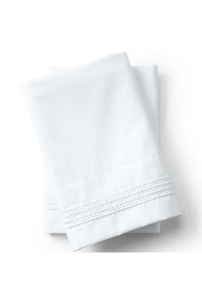 Lands' End 400 Thread Count Sateen Embroidered Pillowcases In White