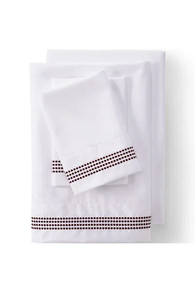 Lands' End 400 Thread Count Sateen Embroidered Sheets In Red