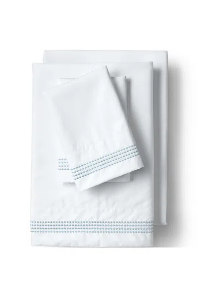 Lands' End 400 Thread Count Sateen Embroidered Sheets In Blue