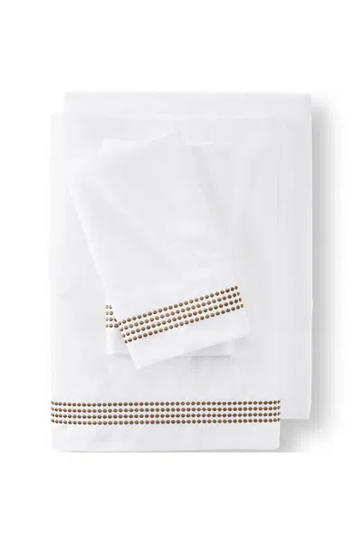 Lands' End 400 Thread Count Sateen Embroidered Sheets In Brown