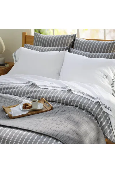 Lands' End 400 Thread Count Sateen Embroidered Sheets In Gray