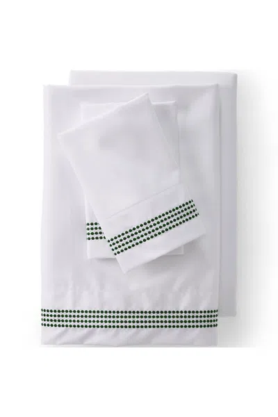 Lands' End 400 Thread Count Sateen Embroidered Sheets In Green