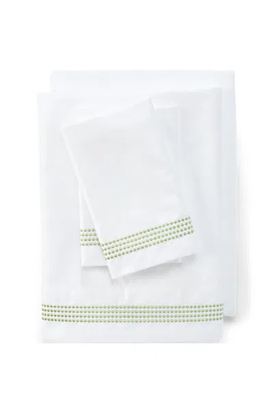 Lands' End 400 Thread Count Sateen Embroidered Sheets In Green