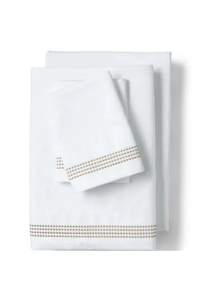 Lands' End 400 Thread Count Sateen Embroidered Sheets In White