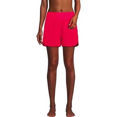 Lands' End 5" Quick Dry Elastic Waist Board Shorts Swim Cover-up Shorts With Panty In Coral Rose