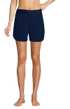 Lands' End 5" Quick Dry Elastic Waist Board Shorts Swim Cover-up Shorts With Panty In Deep Sea Navy