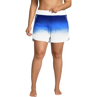 Lands' End Plus Size 5" Board Shorts With Panty In Deep Sea Navy/sapphire Ombre
