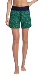 Lands' End 5" Quick Dry Elastic Waist Board Shorts Swim Cover-up Shorts With Panty In Navy/emerald Decor Paisley