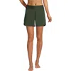 Lands' End 5" Quick Dry Elastic Waist Board Shorts Swim Cover-up Shorts With Panty In Rich Olive Green