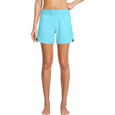 Lands' End 5" Quick Dry Elastic Waist Board Shorts Swim Cover-up Shorts With Panty In River Mist