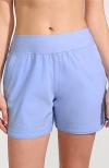 Lands' End 5" Quick Dry Elastic Waist Board Shorts Swim Cover-up Shorts With Panty In Soft Cloud Blue