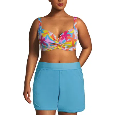 Lands' End Plus Size 5" Board Shorts With Panty In Turquoise