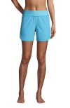 Lands' End 5" Quick Dry Elastic Waist Board Shorts Swim Cover-up Shorts With Panty In Turquoise