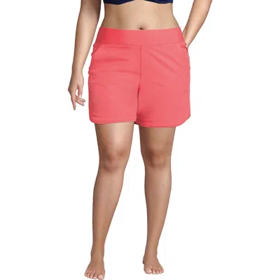 Lands' End Plus Size 5 Inch Quick Dry Swim Shorts With Panty In Wood Lily