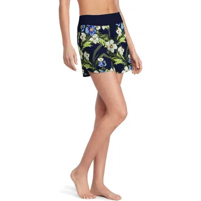 Lands' End 5" Quick Dry Elastic Waist Board Shorts Swim Cover-up Shorts With Panty In Blue