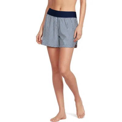 Lands' End 5" Quick Dry Elastic Waist Board Shorts Swim Cover-up Shorts With Panty In Blue